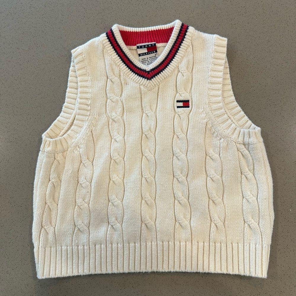 Tommy Hilfiger Off-White/ivory Cable Knit Sweater Vest Size 2T